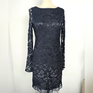 Vintage Diane von Furstenberg Black Floral Lace Dress – Size 6